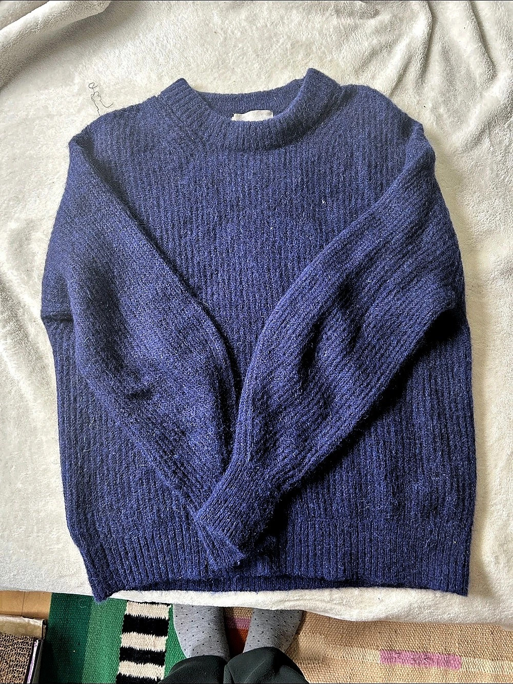 Everlane The Alpaca Crew Blue Alpaca Wool Crewneck Size XS